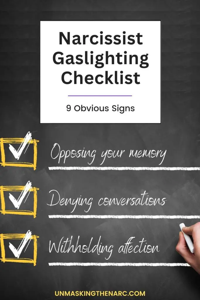 Narcissist Gaslighting Checklist - PIN