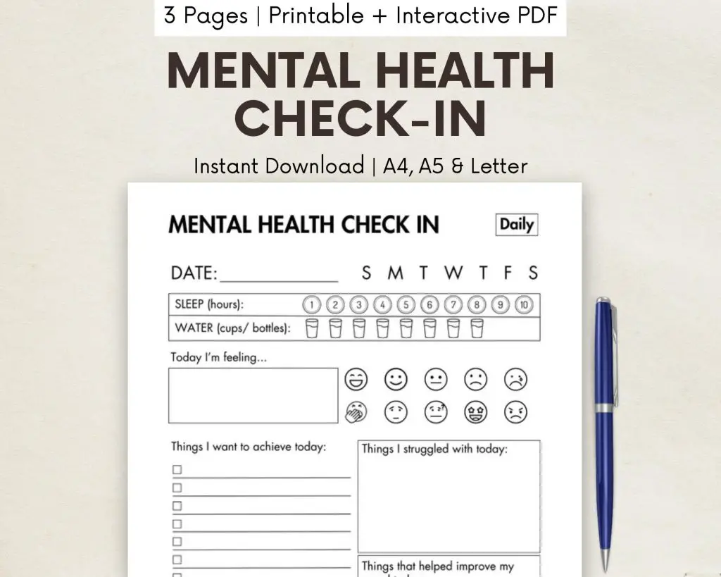 Mental Health Check-in (Printable)