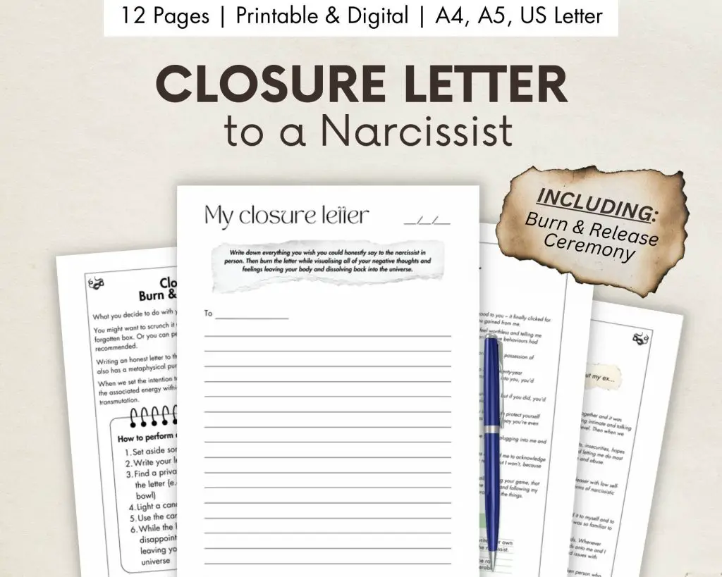 Closure Letter to a Narcissist (Printable)