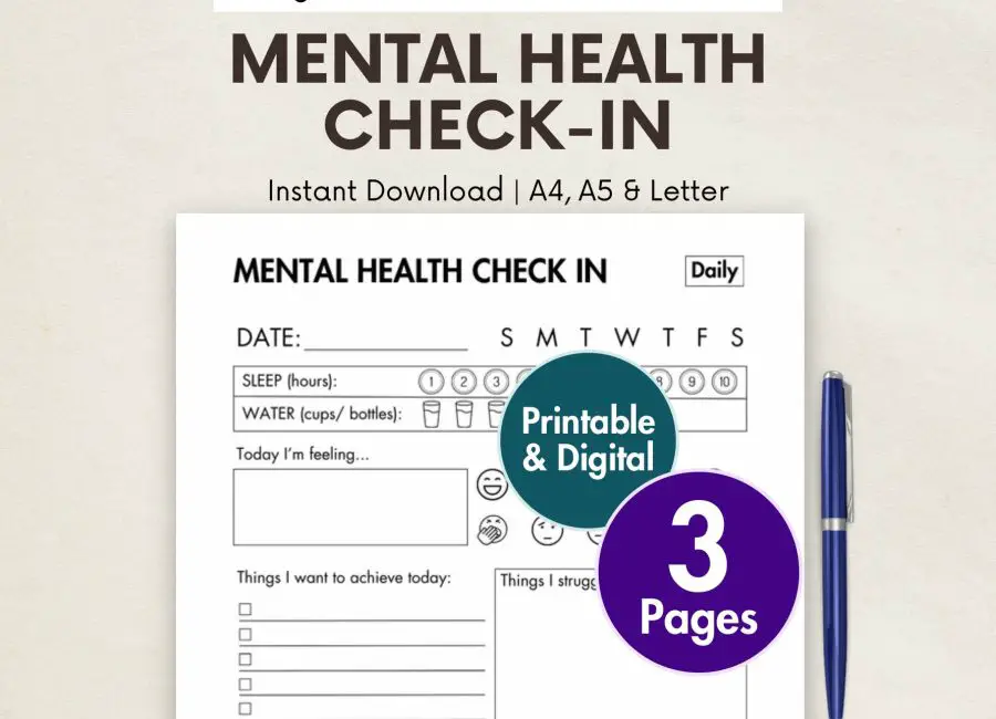 Mental Health Check-in (Printable & Digital)