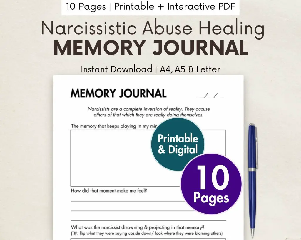 Narcissistic Abuse Healing Memory Journal (Printable & Digital)