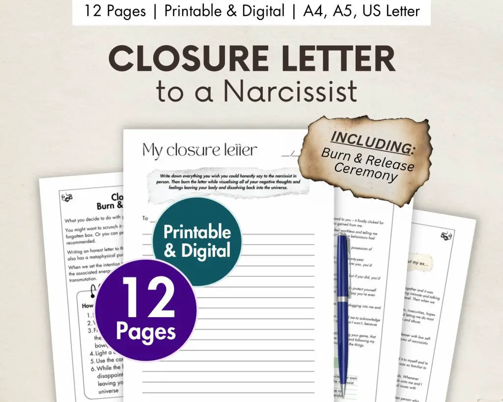 Closure Letter to a Narcissist (Printable & Digital)