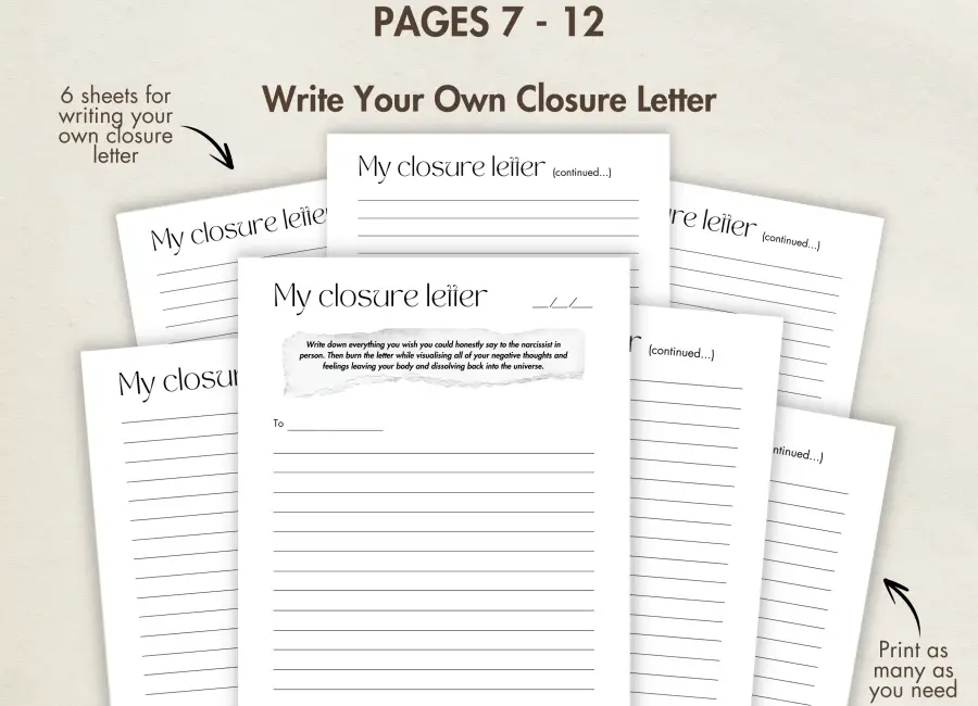 Closure Letter to a Narcissist (Printable & Digital)