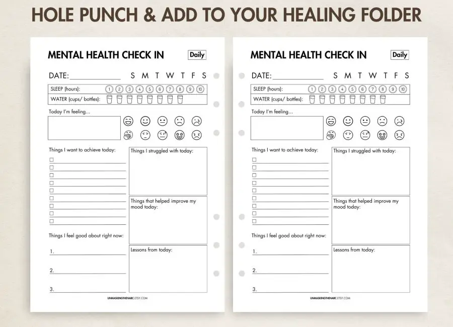 Mental Health Check-in (Printable & Digital)