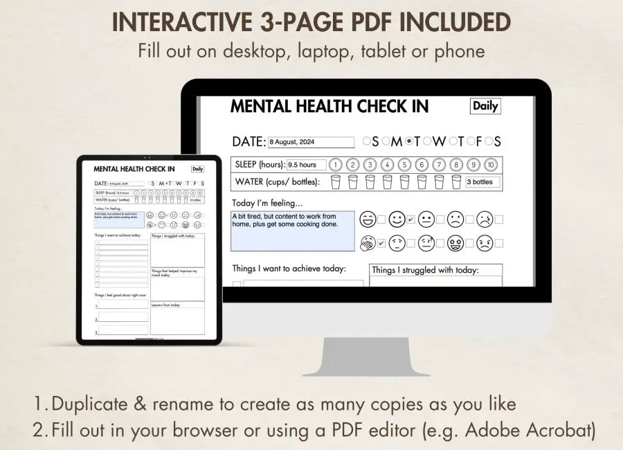 Mental Health Check-in Journal 