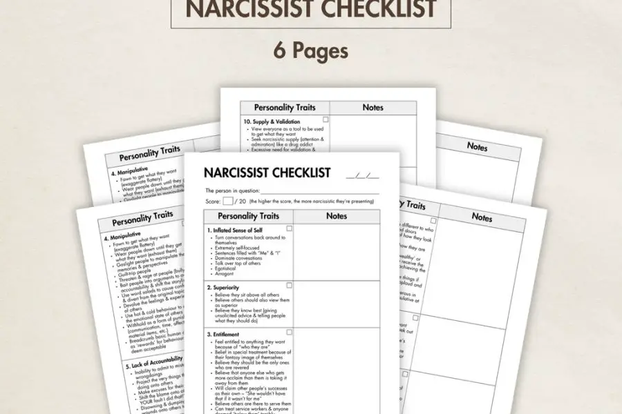 Narcissist Checklist (Printable & Digital)