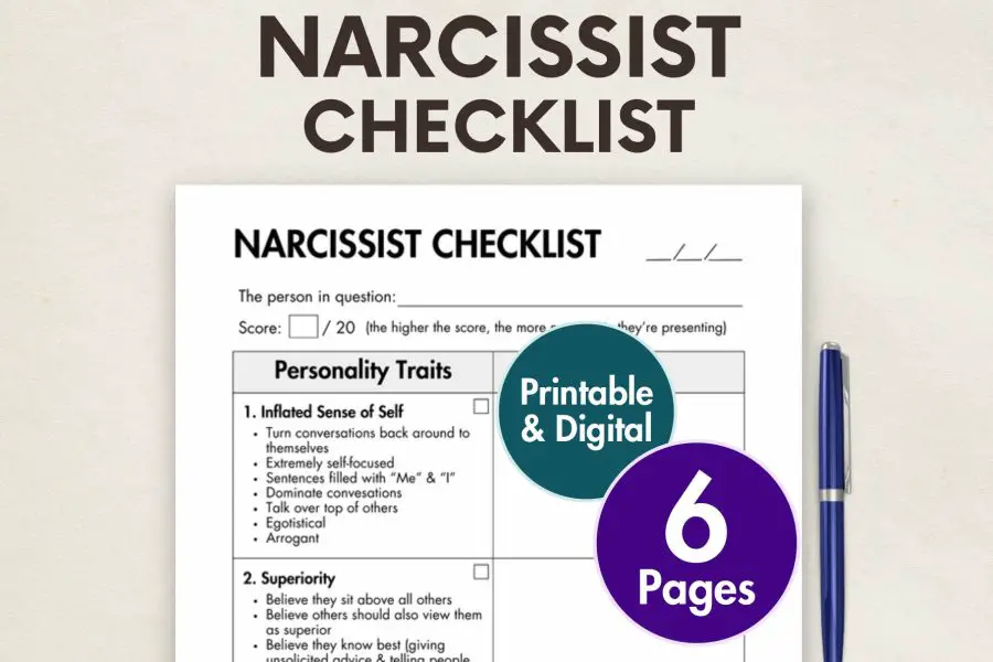 Narcissist Checklist (Printable & Digital)