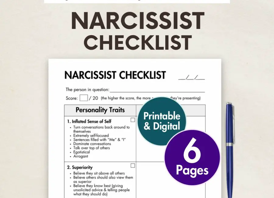 Narcissist Checklist (Printable & Digital)